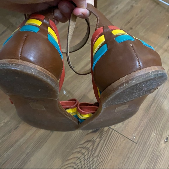 Soludos Rainbow Color Brown Leather Sandals Ankle Strap Size 9.5 - Picture 5 of 8